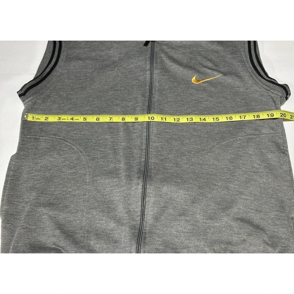 Vintage Nike Gold Swoosh Vest Hoodie Gray Sleeveless Sweatshirt Mens Medium 90s